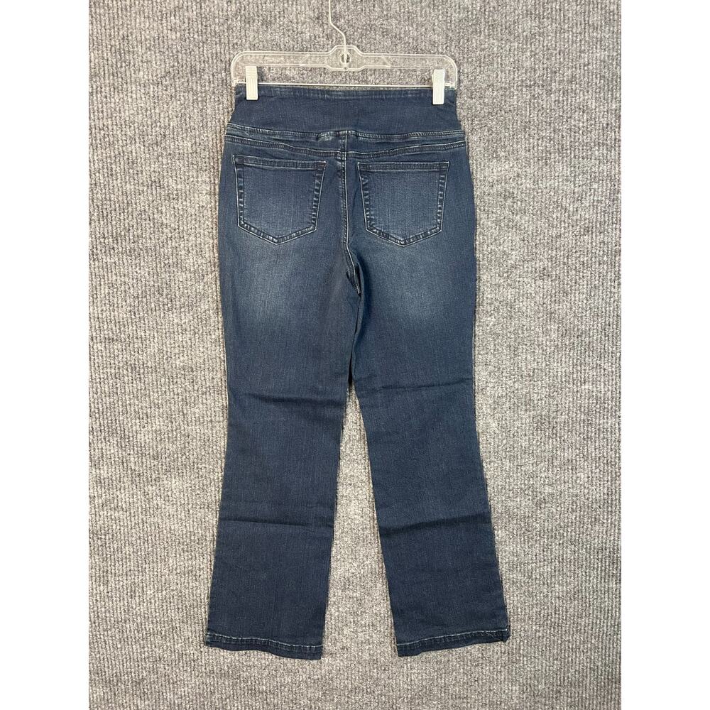 Belle Kim Gravel Jeans Womens 2 Petite 2P Baby Boot Cut Blue Dark Wash Mid Rise - Picture 5 of 12